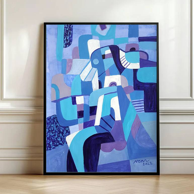 Original Art Deco Abstract Painting by Nguyen Chi Nguyen