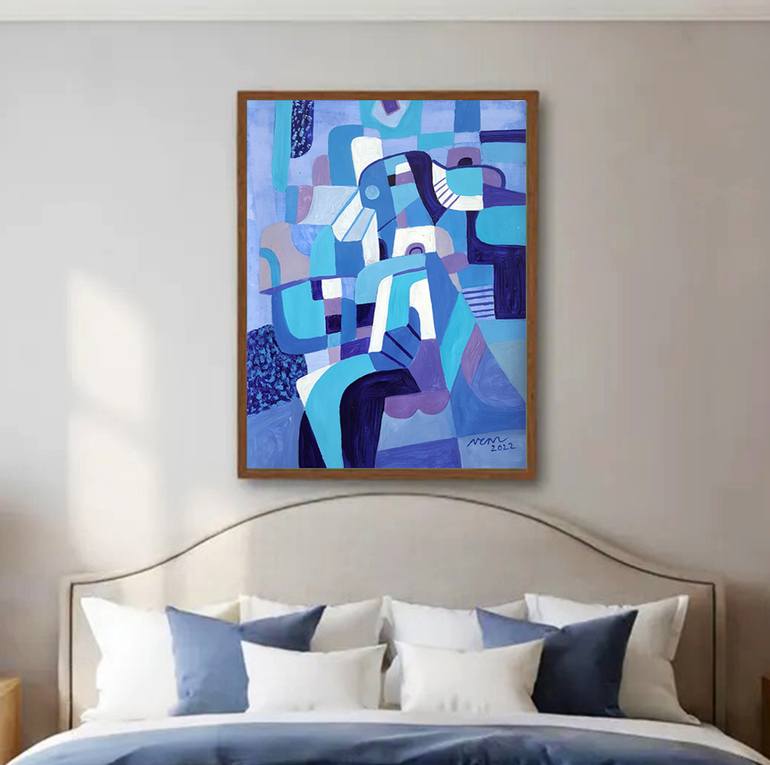Original Art Deco Abstract Painting by Nguyen Chi Nguyen