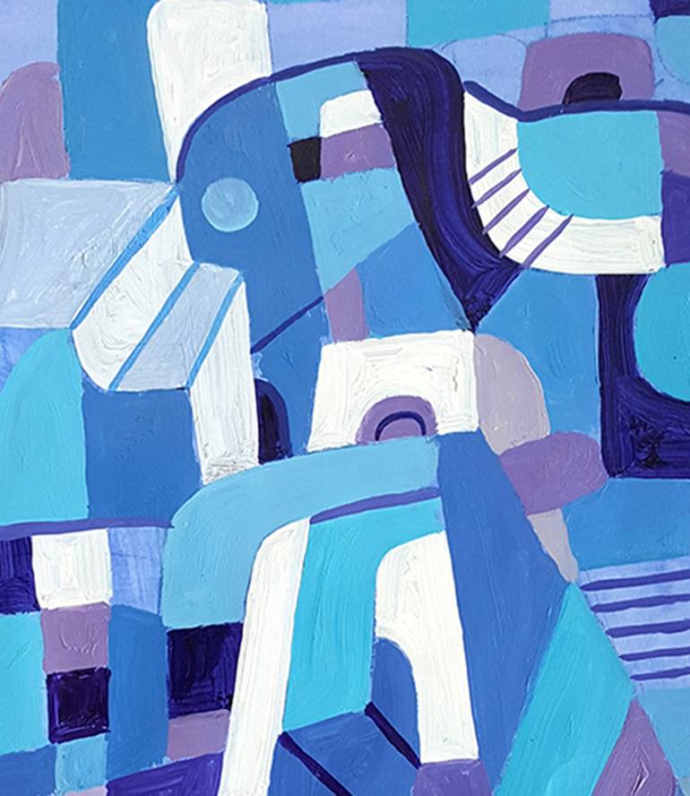 Original Art Deco Abstract Painting by Nguyen Chi Nguyen