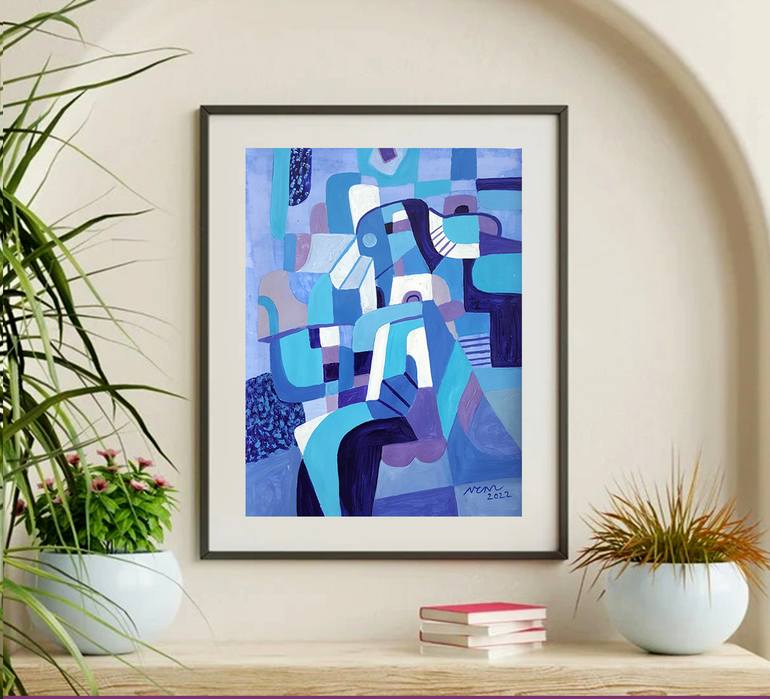 Original Art Deco Abstract Painting by Nguyen Chi Nguyen