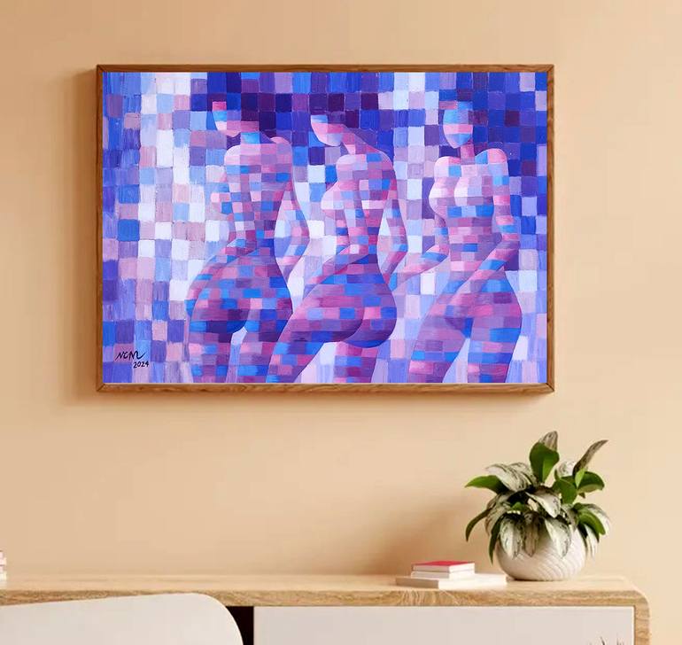 Original Abstract Nude Painting by Nguyen Chi Nguyen