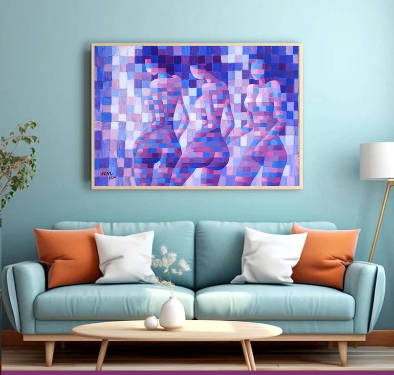 Original Abstract Nude Painting by Nguyen Chi Nguyen