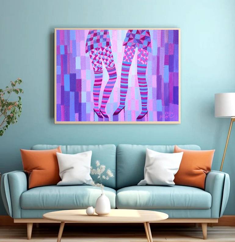 Original Art Deco Women Painting by Nguyen Chi Nguyen