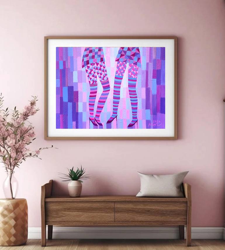 Original Art Deco Women Painting by Nguyen Chi Nguyen