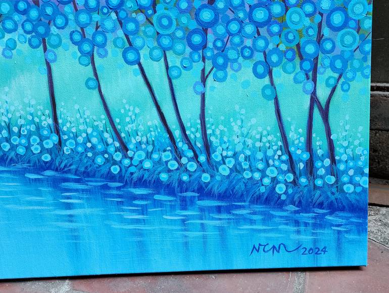 Original Art Deco Landscape Painting by Nguyen Chi Nguyen