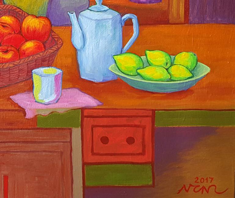 Original Art Deco Still Life Painting by Nguyen Chi Nguyen