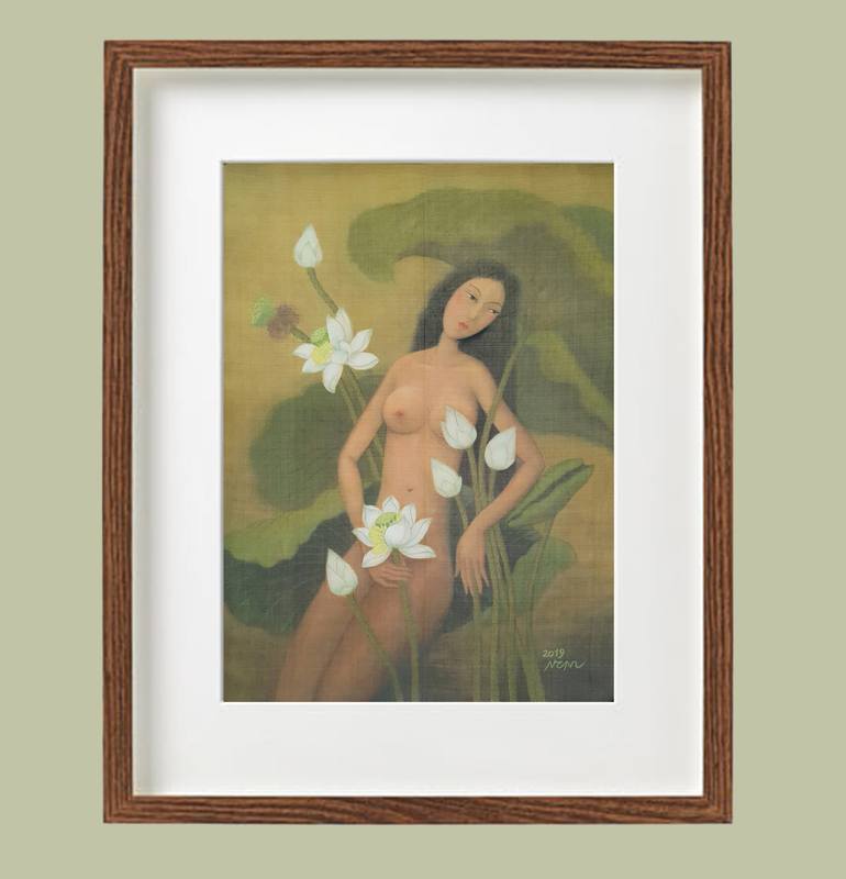 Original Fine Art Nude Painting by Nguyen Chi Nguyen