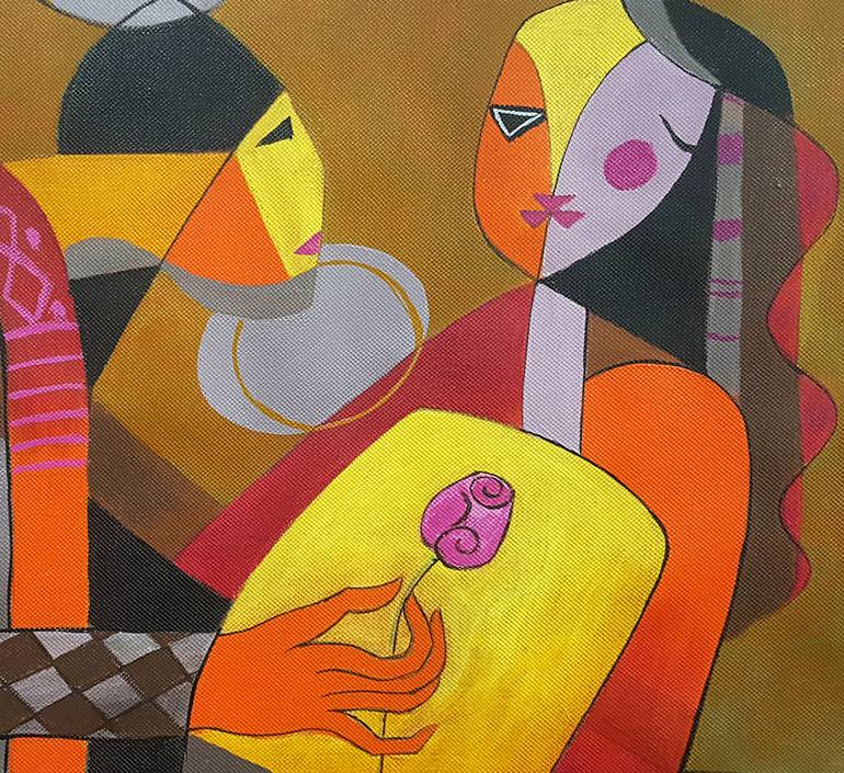 Original Art Deco People Painting by Nguyen Chi Nguyen