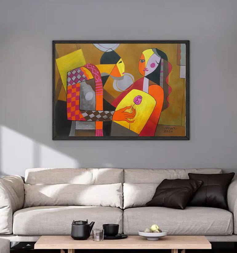 Original Art Deco People Painting by Nguyen Chi Nguyen