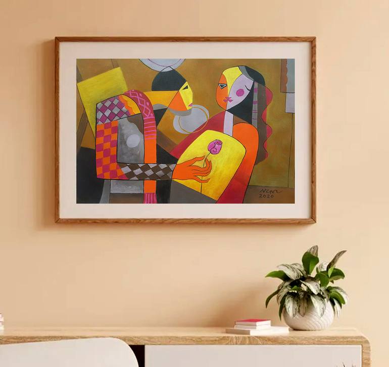 Original Art Deco People Painting by Nguyen Chi Nguyen