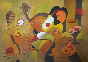 Original Art Deco Music Paintings by Nguyen Chi Nguyen