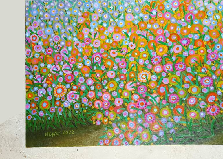 Original Art Deco Garden Painting by Nguyen Chi Nguyen