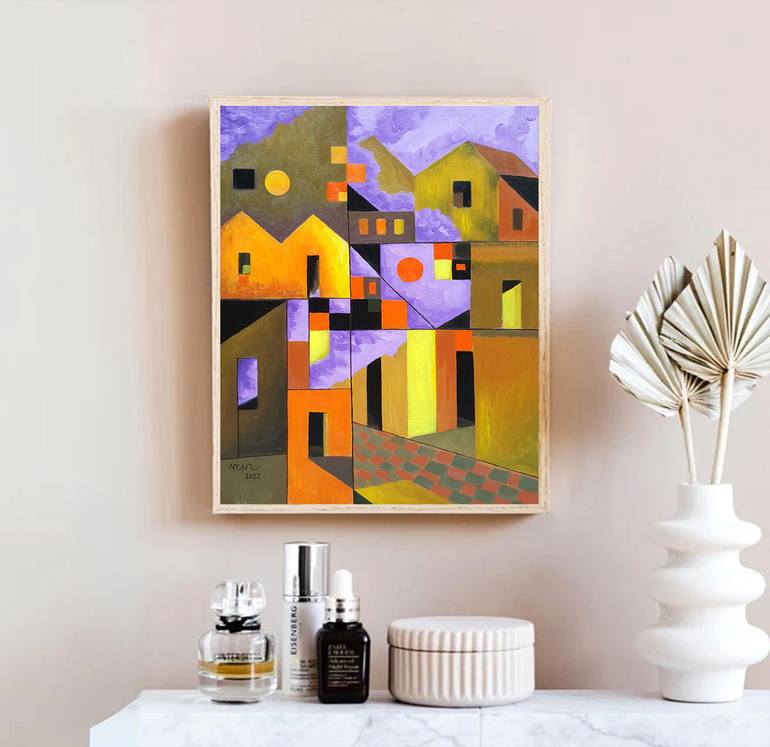 Original Art Deco Abstract Painting by Nguyen Chi Nguyen