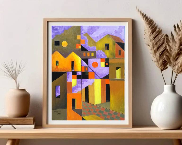 Original Art Deco Abstract Painting by Nguyen Chi Nguyen