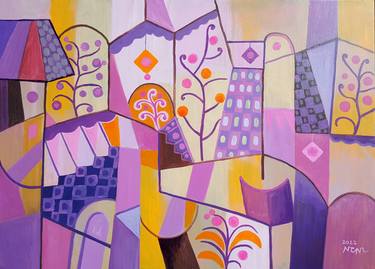 Original Art Deco Abstract Paintings by Nguyen Chi Nguyen