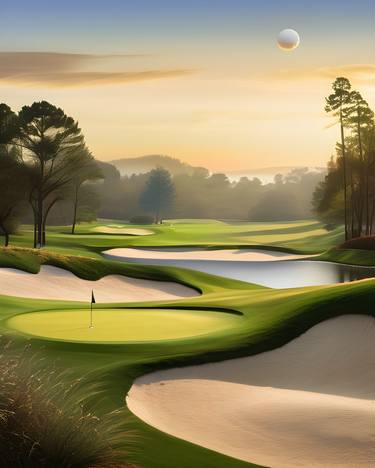 Dusk on the Dunes: A Golf Course at Twilight thumb