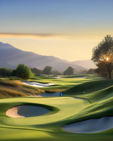 Sunset Symphony: The Golf Course in Twilight thumb