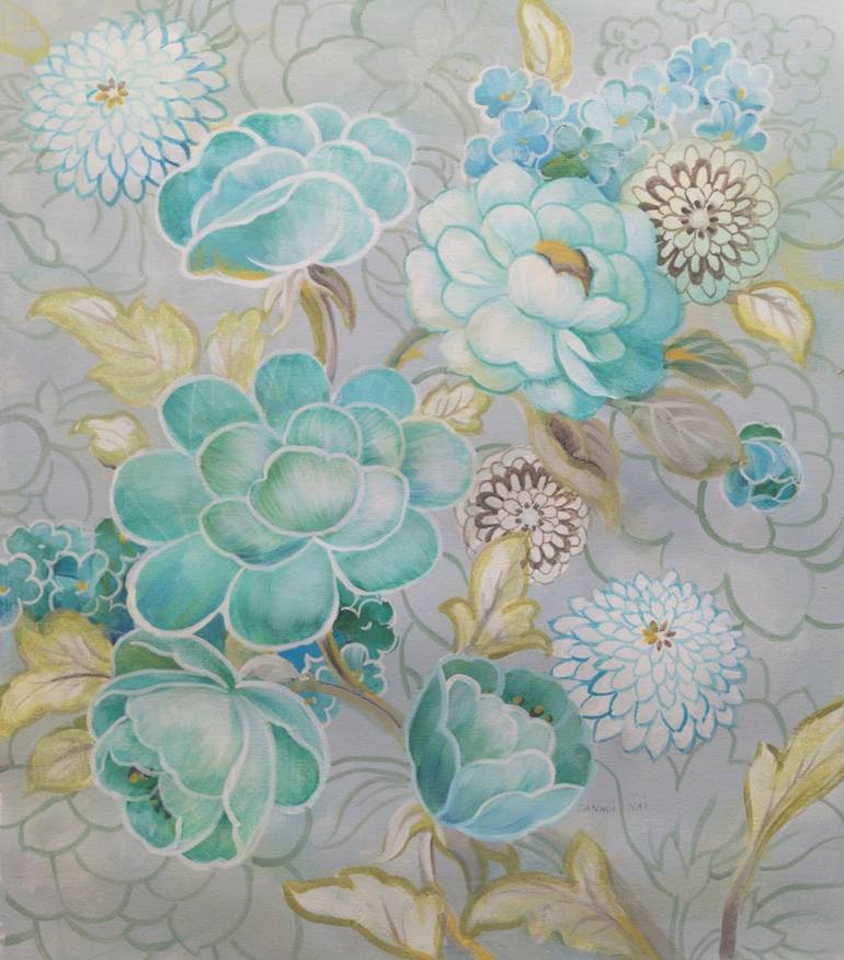 Original Art Deco Floral Paintings by Danhui Nai
