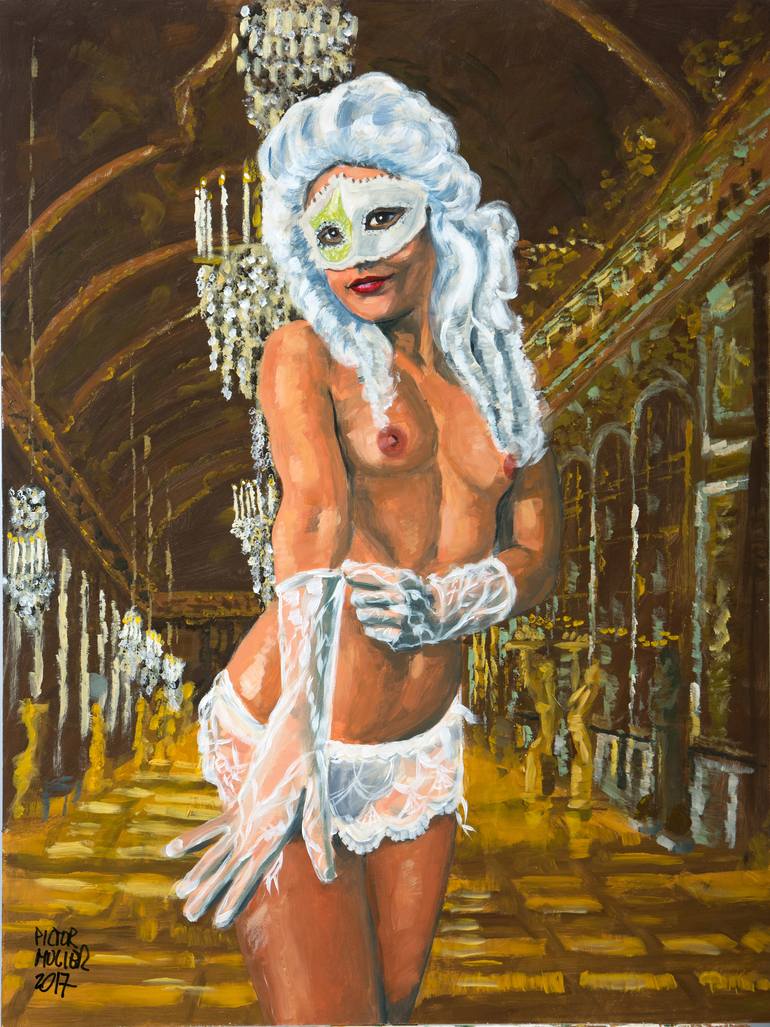 Marie Antoinette se denude dans le grand salon du chateau de Versailles  Painting by Pictor Mulier | Saatchi Art