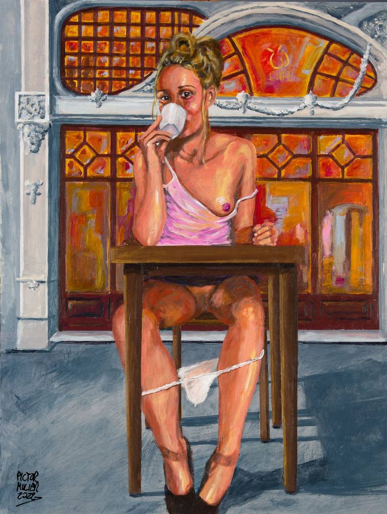 I like to pull down my panties to have a coffee Painting by Pictor Mulier |  Saatchi Art