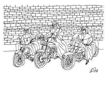Original Figurative Motorcycle Drawings by Eric Hanson