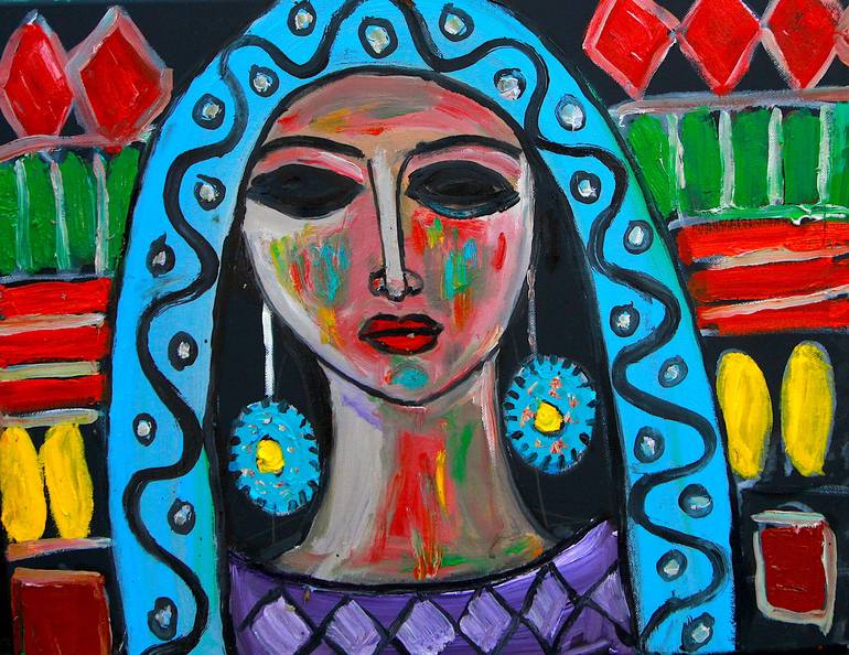 Arabic woman in abstract color Painting by Said Elatab | Saatchi Art