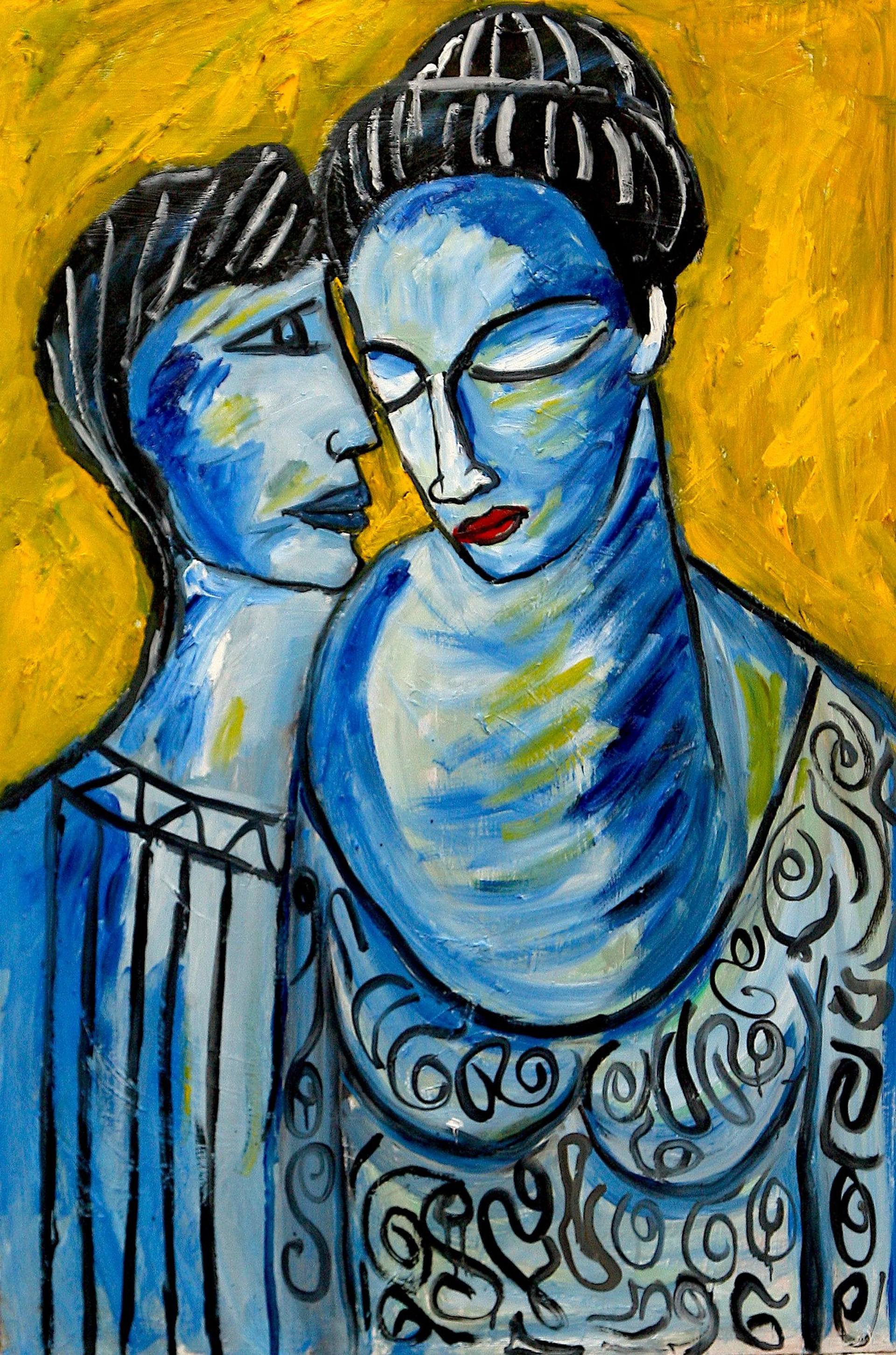 two people intimate relationship Painting by Said Elatab | Saatchi Art