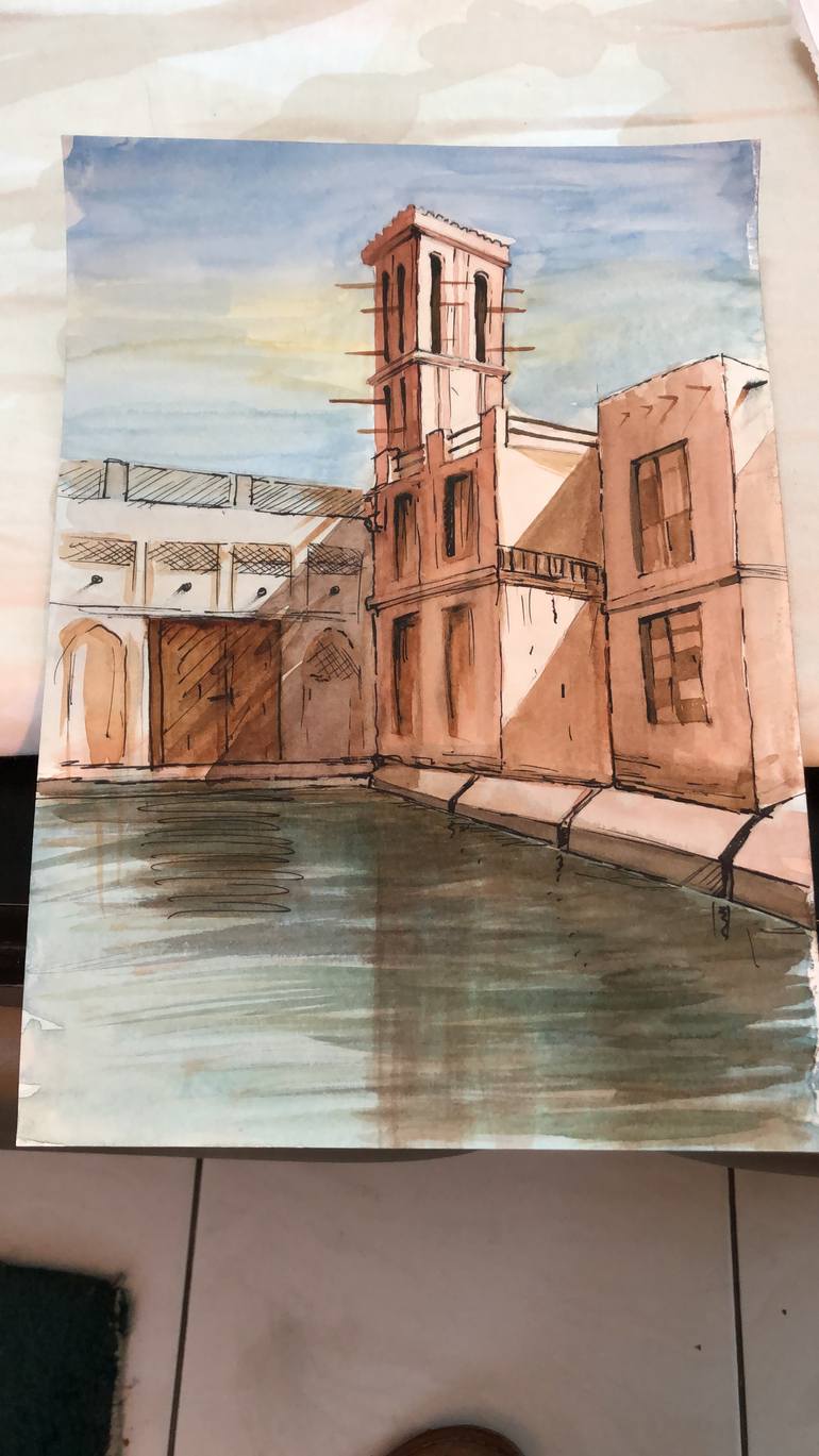 Original Street Art Boat Drawing by Samir Saqallah