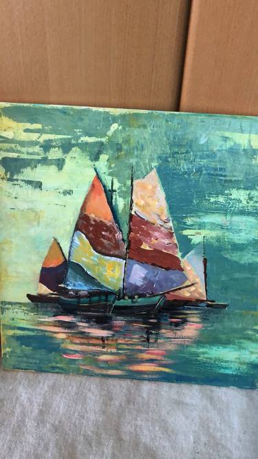 Print of Fine Art Boat Paintings by Samir Saqallah