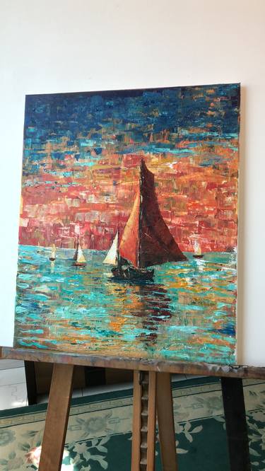 Print of Abstract Expressionism Boat Paintings by Samir Saqallah