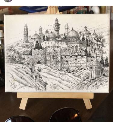 Original Fine Art Cities Drawings by Samir Saqallah