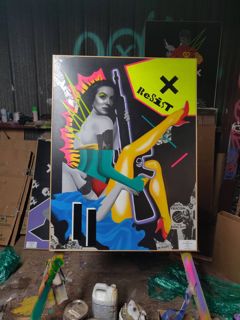 Original Dada Pop Culture/Celebrity Painting by Dead Punk