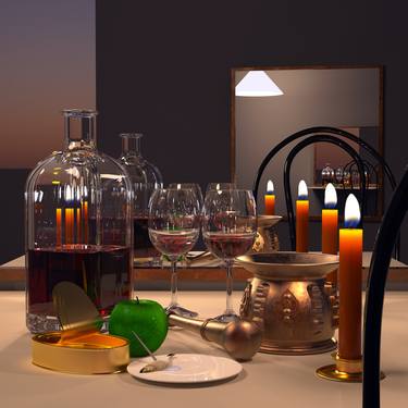 Original Photorealism Still Life Digital by JUAN AGUIRRE