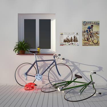 Print of Bike Paintings by JUAN AGUIRRE