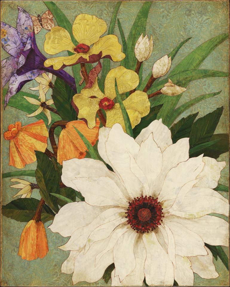 Original Art Deco Botanic Collage by Karen Sikie