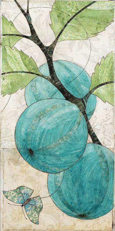 Blue Fruit by Karen Sikie Paper Mosaic Studio thumb